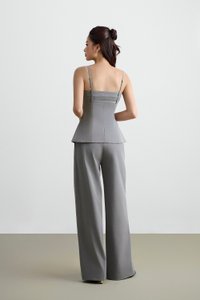 Teresa Tailored Straight Pants in Melange Grey