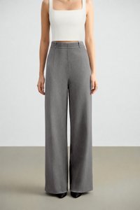 Teresa Tailored Straight Pants in Melange Grey