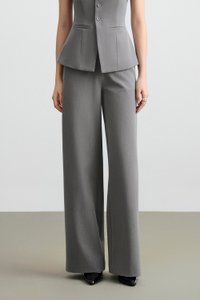 Teresa Tailored Straight Pants in Melange Grey
