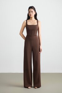 Teresa Tailored Straight Pants in Saddle Brown