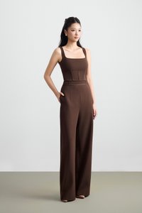 Teresa Tailored Straight Pants in Saddle Brown