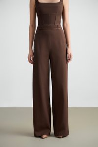 Teresa Tailored Straight Pants in Saddle Brown