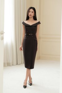 Dia Leather Waist Belt In Brown