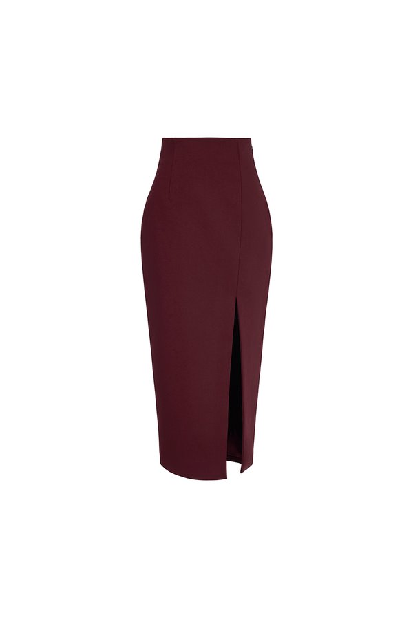 Becca Pencil Skirt in Wine Red
