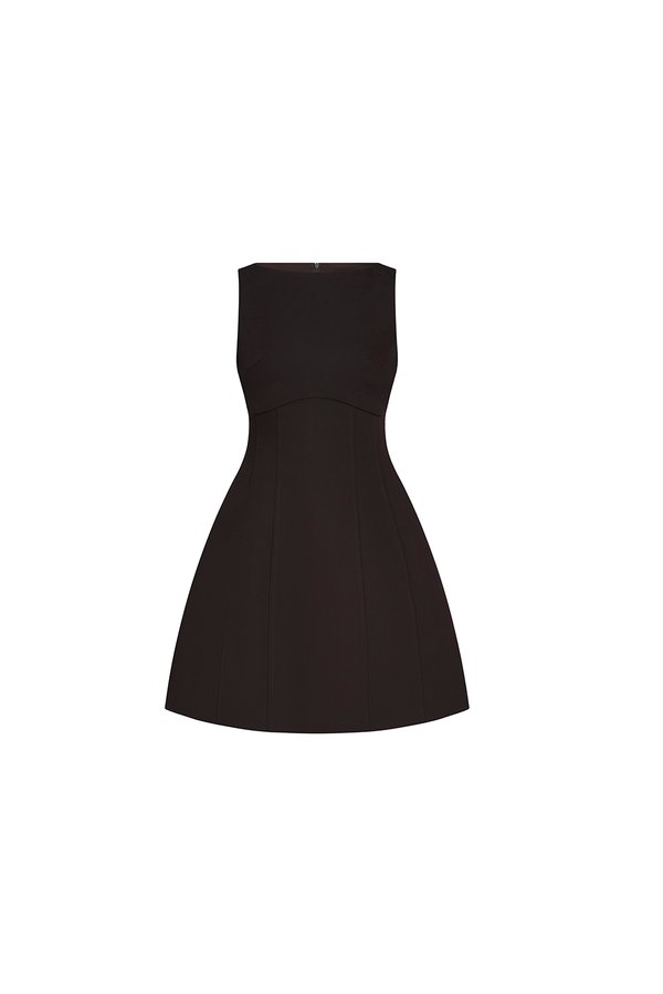 Dayna Padded Boat Neck Mini Dress in Rich Espresso