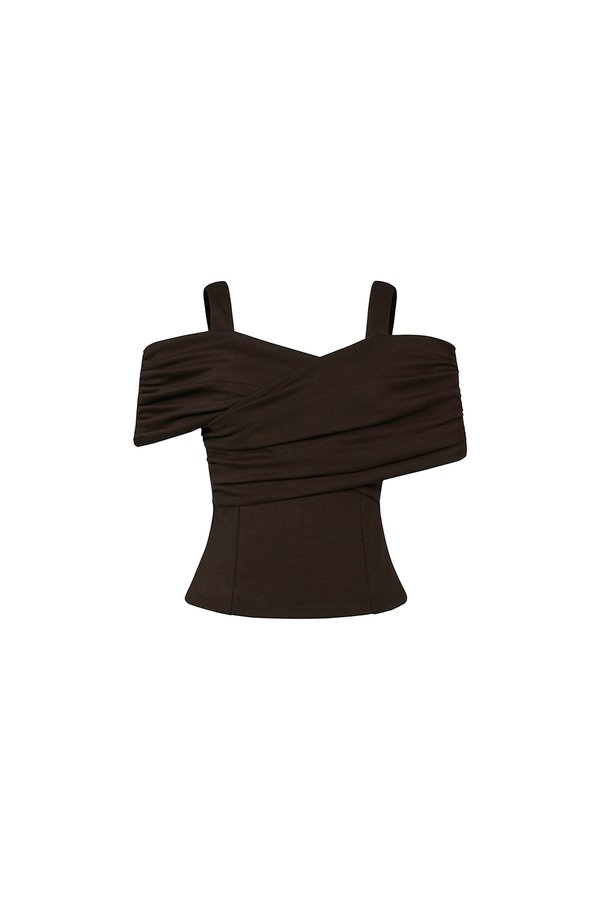 Julinne Padded Ruched Top in Espresso