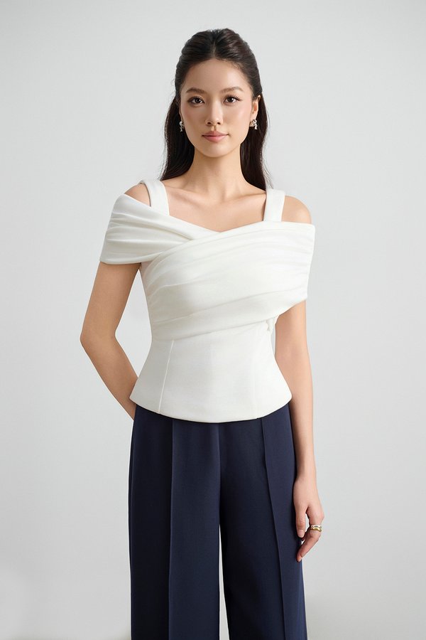 Julinne Padded Ruched Top in Iconic White