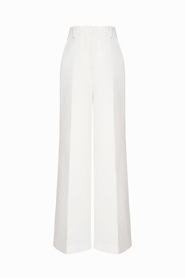 Lara Straight Tailored Pants in Iconic White