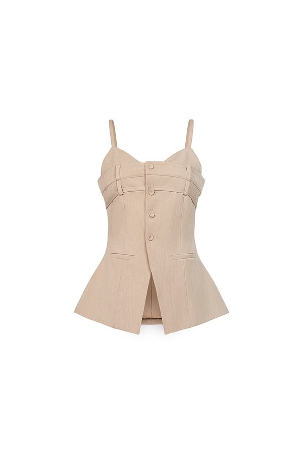 Megan Bustier Tailored Camisole Top in Ecru