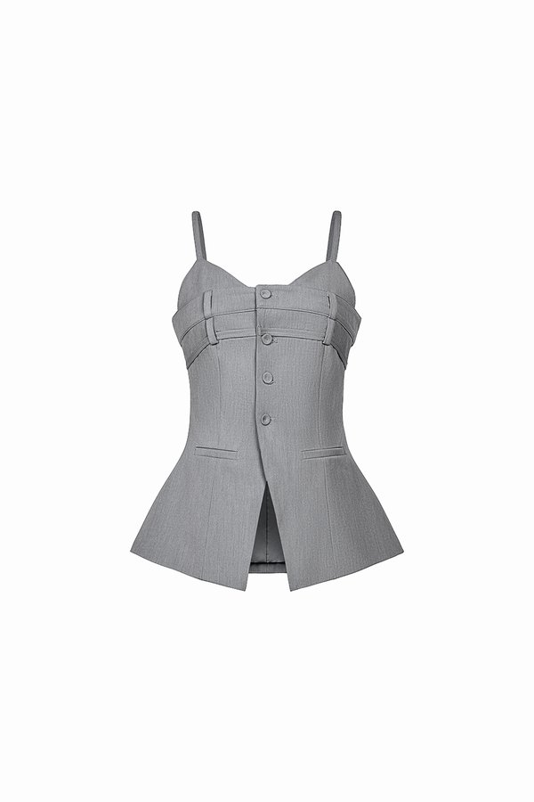 Megan Bustier Tailored Camisole Top in Melange Grey