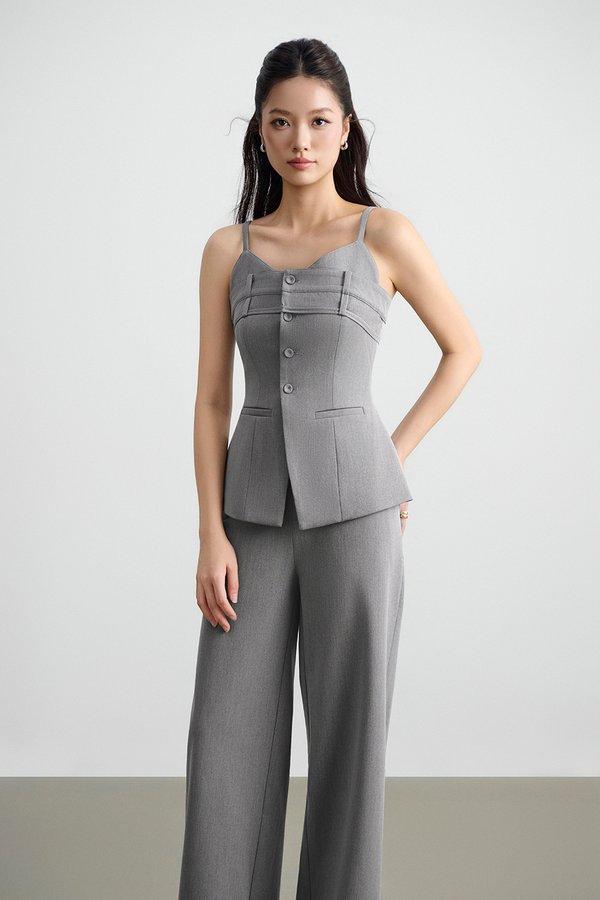 Megan Bustier Tailored Camisole Top in Melange Grey
