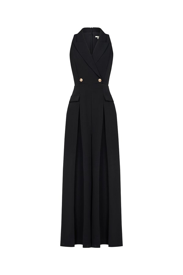 Meredith Tailored Wide Leg Jumpsuit in Classic Black