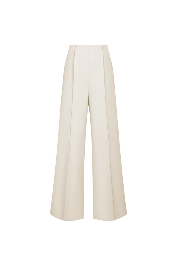 Millie Pintuck Wide Leg Pants in Seashell
