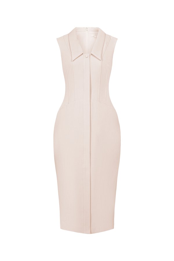 Noreen Collared Pencil Dress in Blush Cream