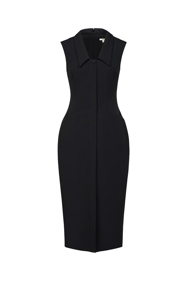 Noreen Collared Pencil Dress in Classic Black