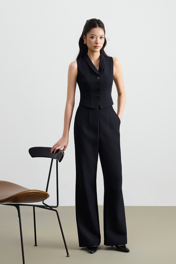 Tasmine Faux 2-Piece Tailored Jumpsuit in Midnight Blue