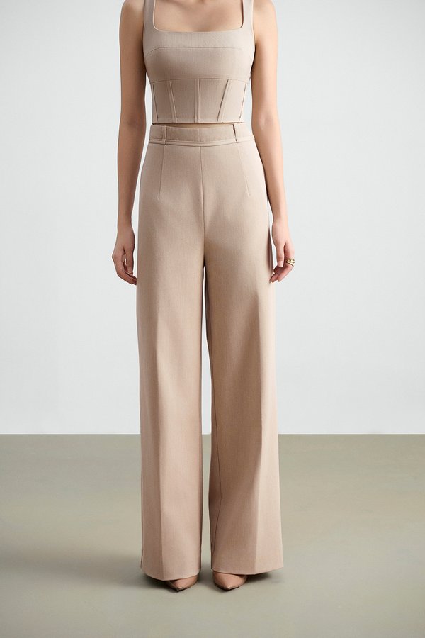 Teresa Tailored Straight Pants in Ecru