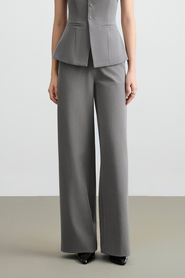 Teresa Tailored Straight Pants in Melange Grey