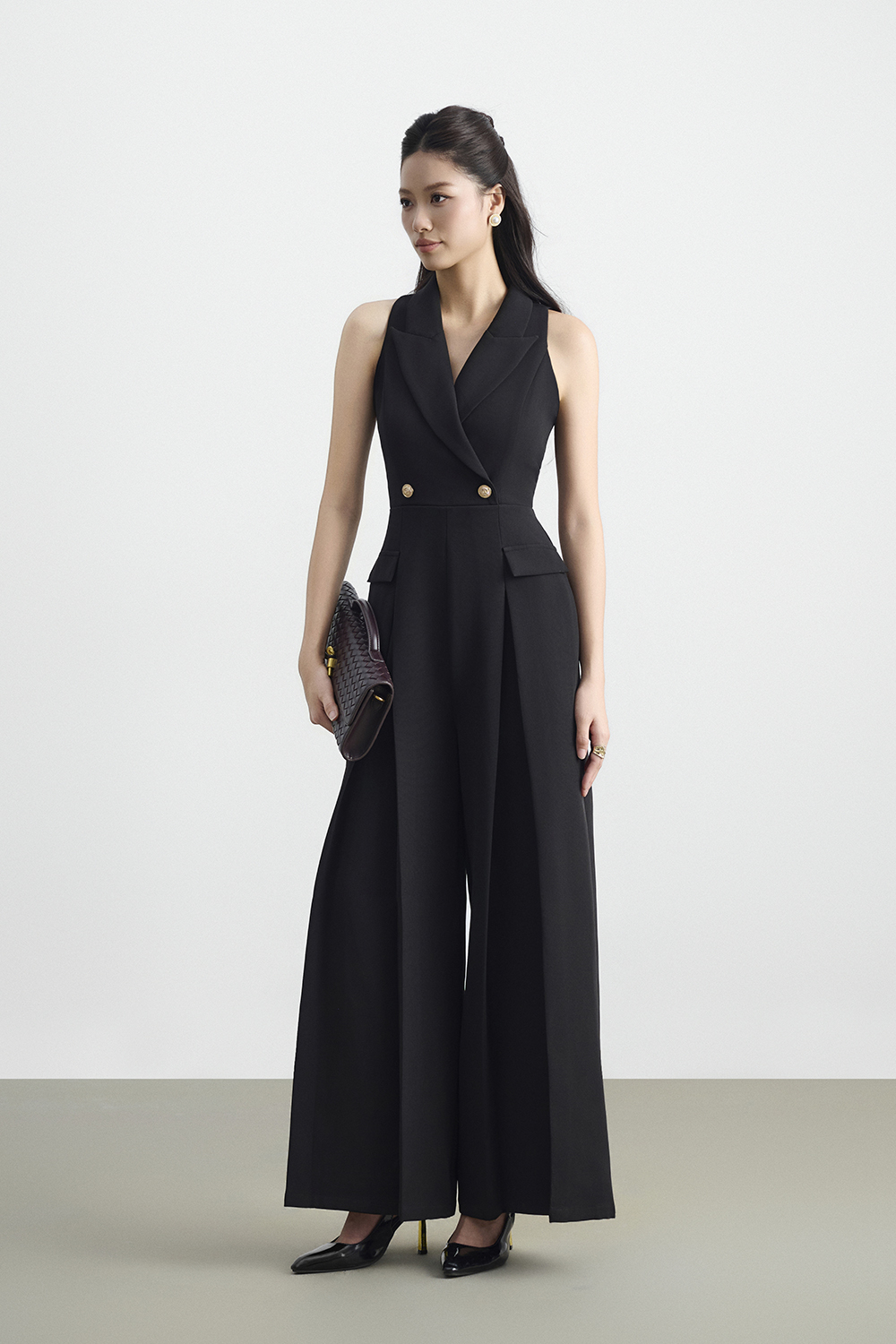 meredith grey black prom dress Tailored Wide Leg Jumpsuit in Classic ZML1143