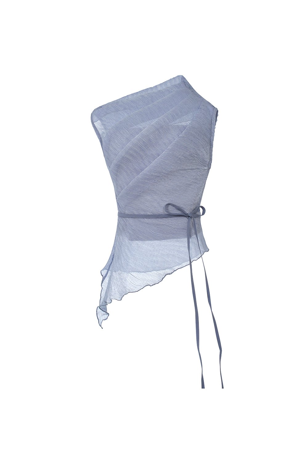 Aria Asymmetrical Pleated Top with Padded Tube in Smokey Blue