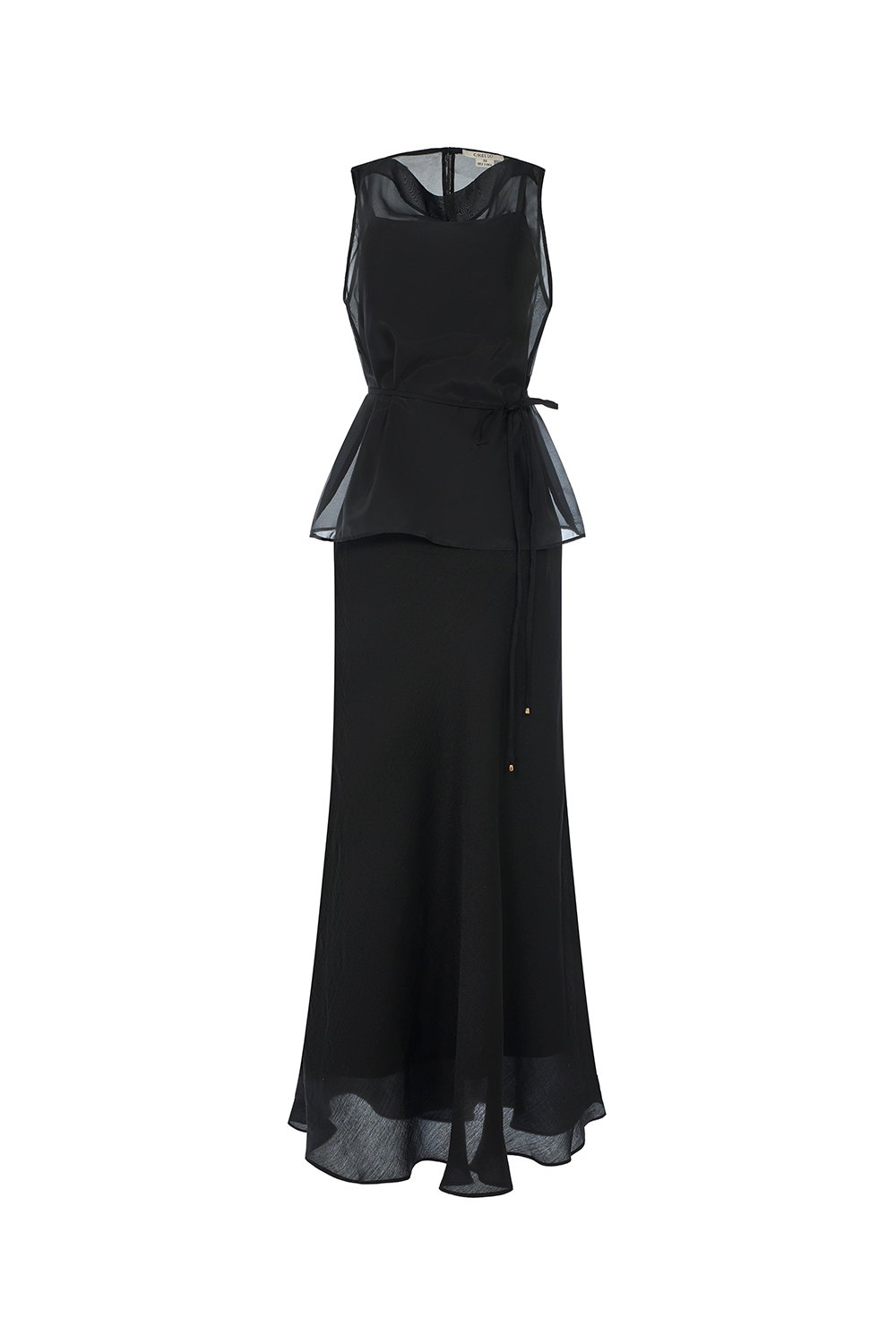 Athena Organza Overlay Camisole Maxi Dress in Classic Black