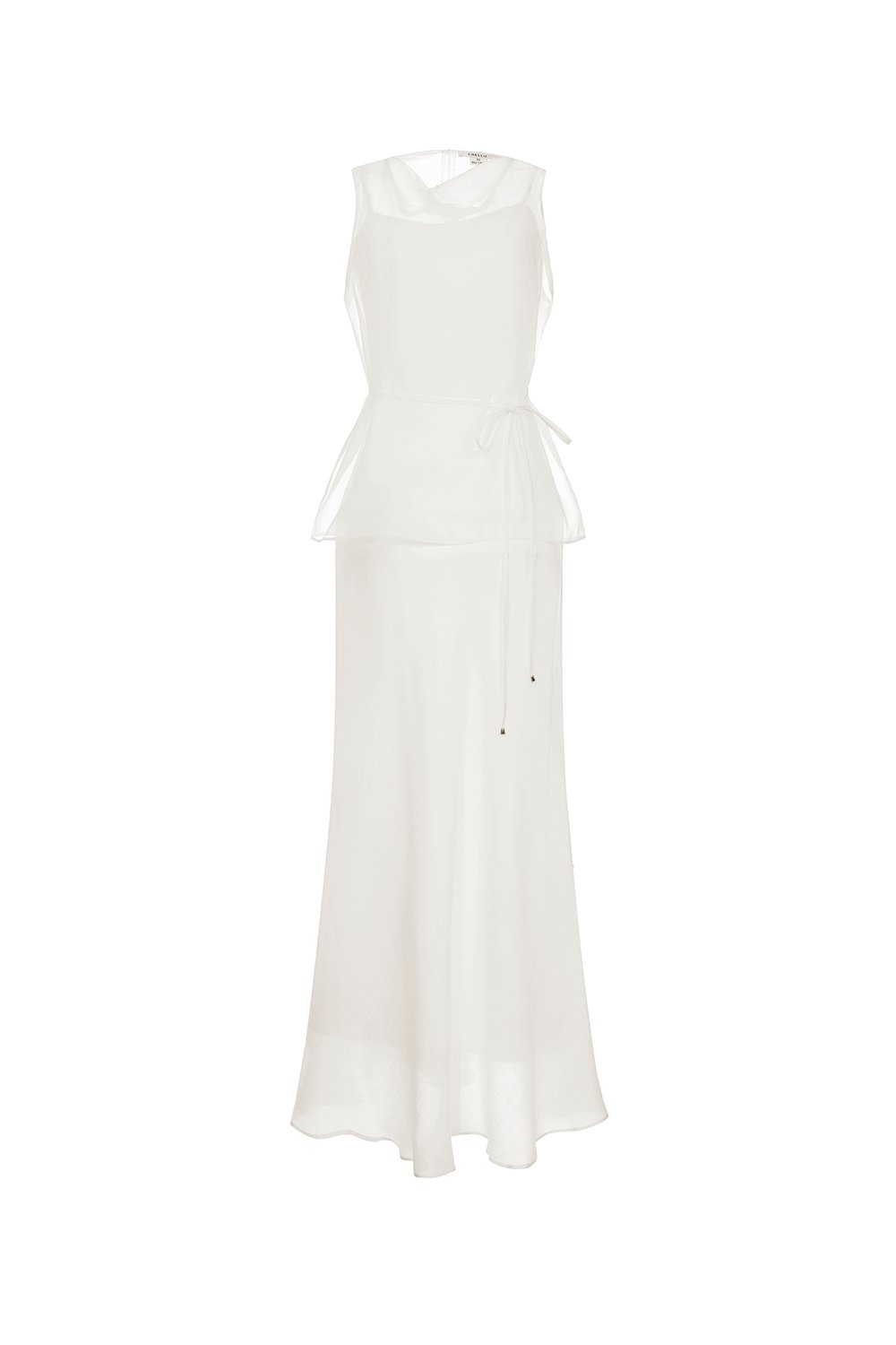 Athena Organza Overlay Camisole Maxi Dress in Iconic White