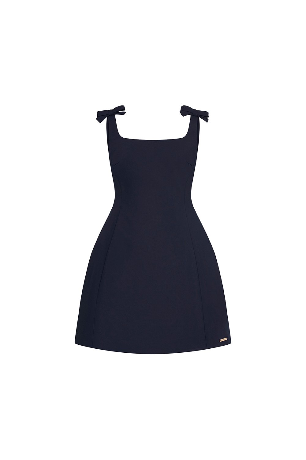 Blanche Padded Bow Straps Mini Dress in Navy Blue