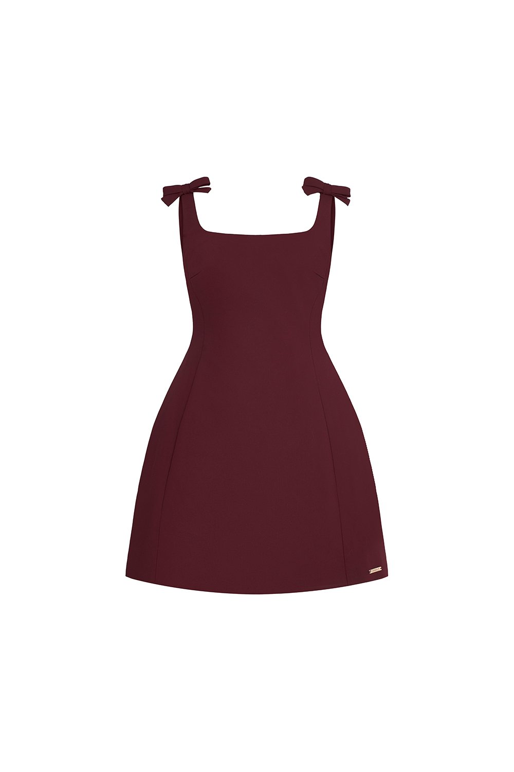 Blanche Padded Bow Straps Mini Dress in Wine Red