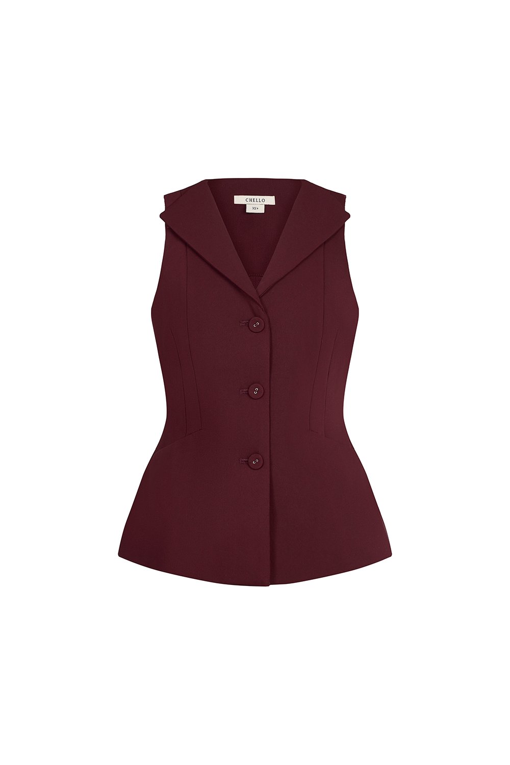 Cadena Tailored Peplum Top in Wine Red