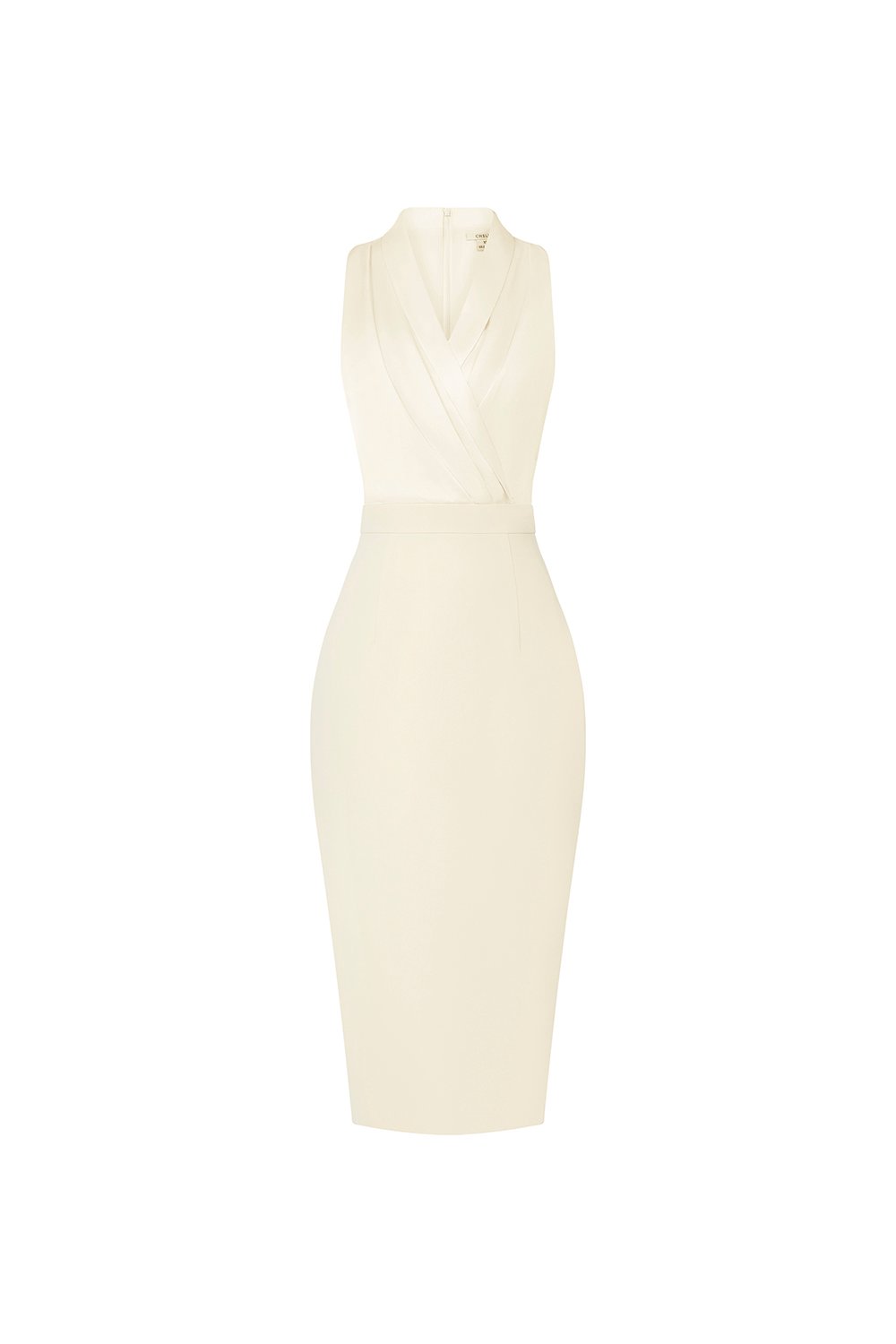 Ethel Satin Wrap Pencil Dress in Cream