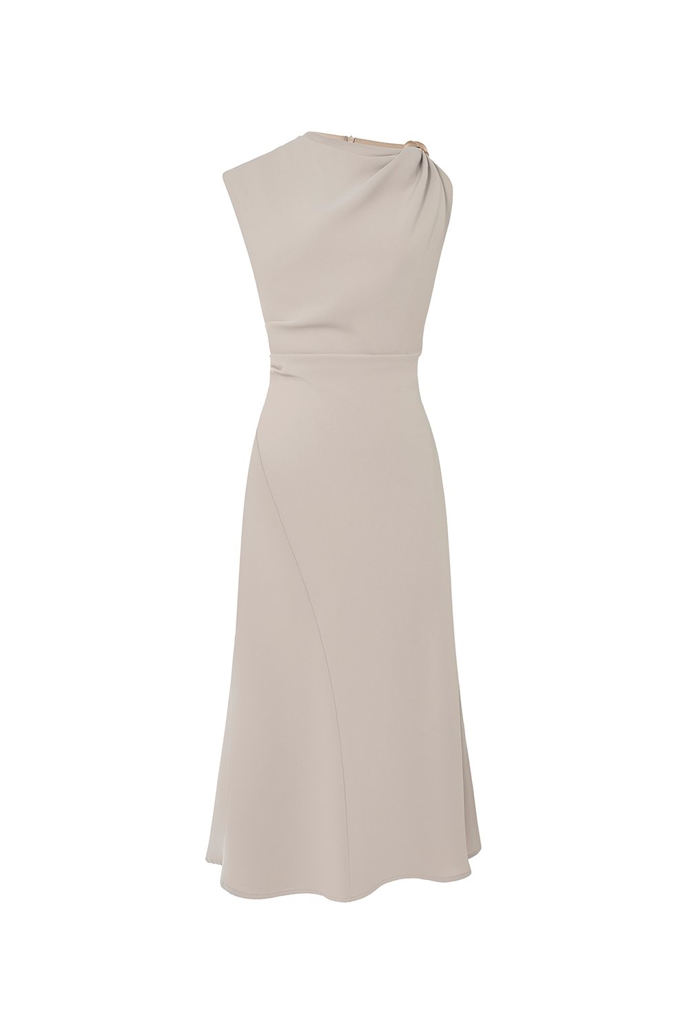 Iona Asymmetrical Shoulder Dress in Light Grey