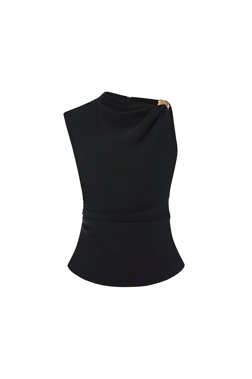 Isa Asymmetrical Shoulder Drape Top in Classic Black