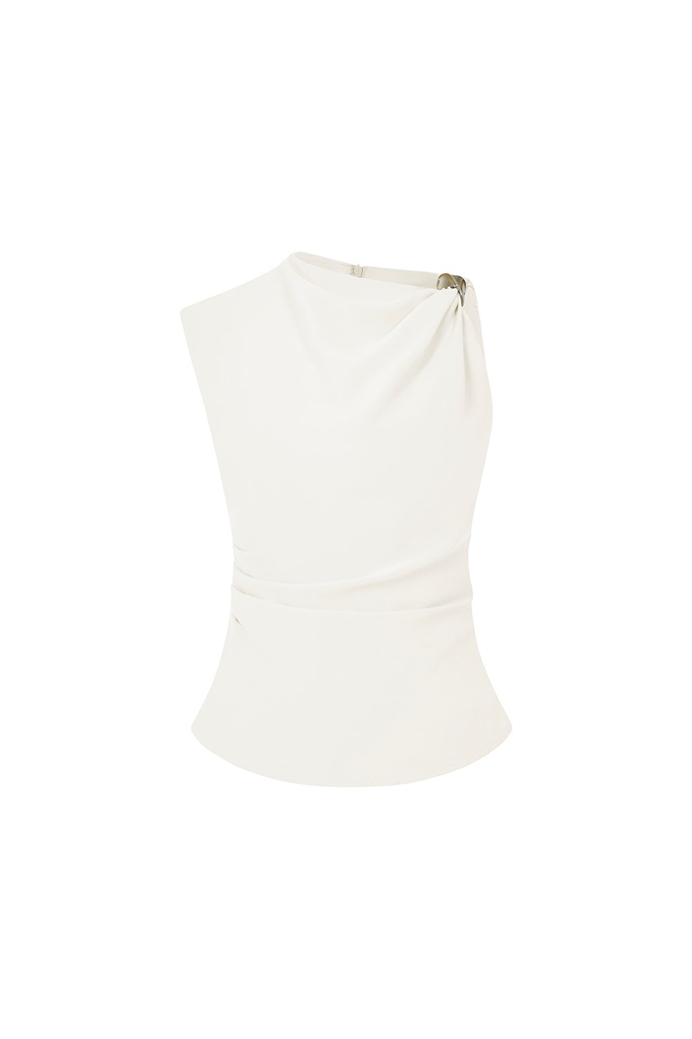 Isa Asymmetrical Shoulder Drape Top in Iconic White