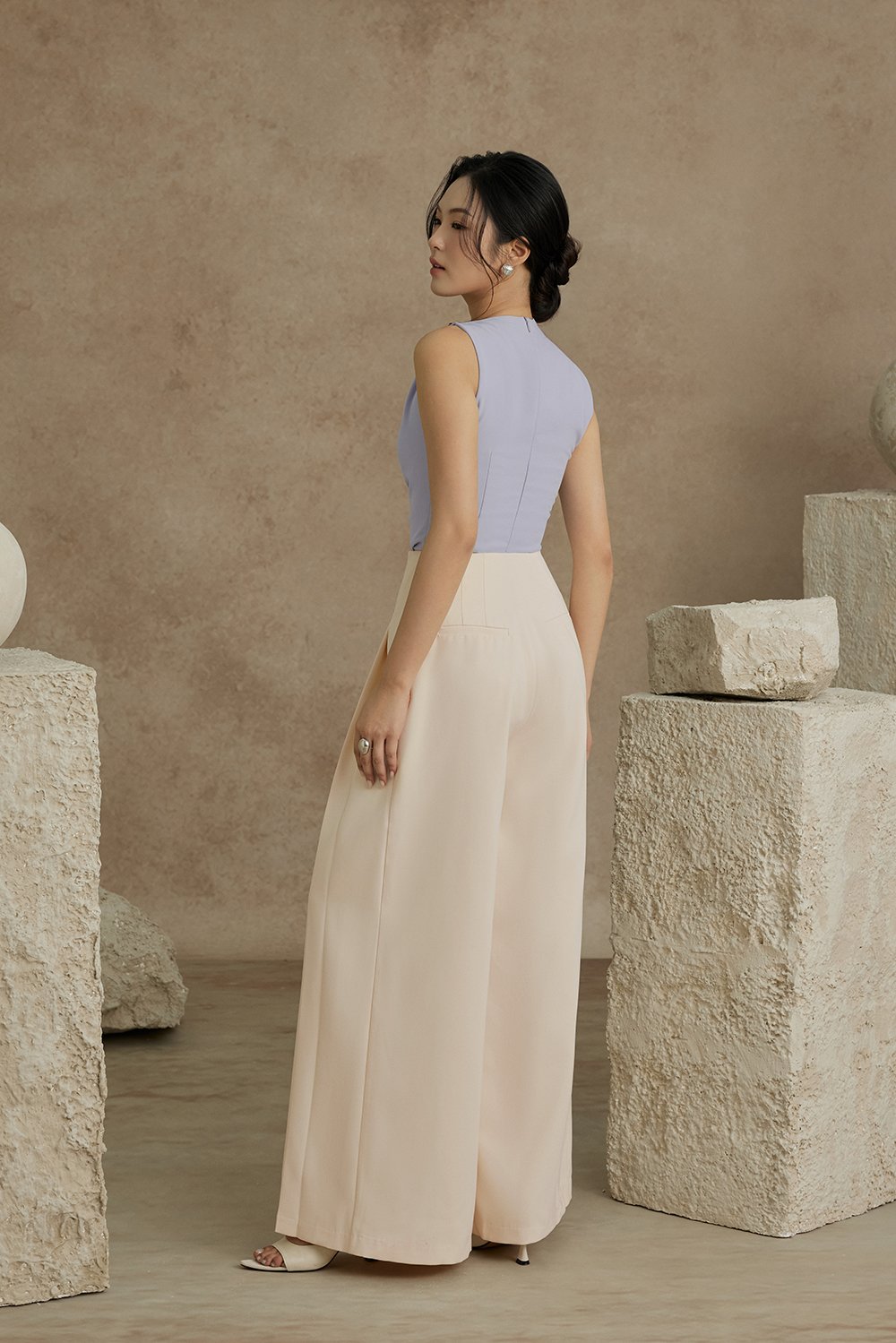 Isa Asymmetrical Shoulder Drape Top in Powder Blue