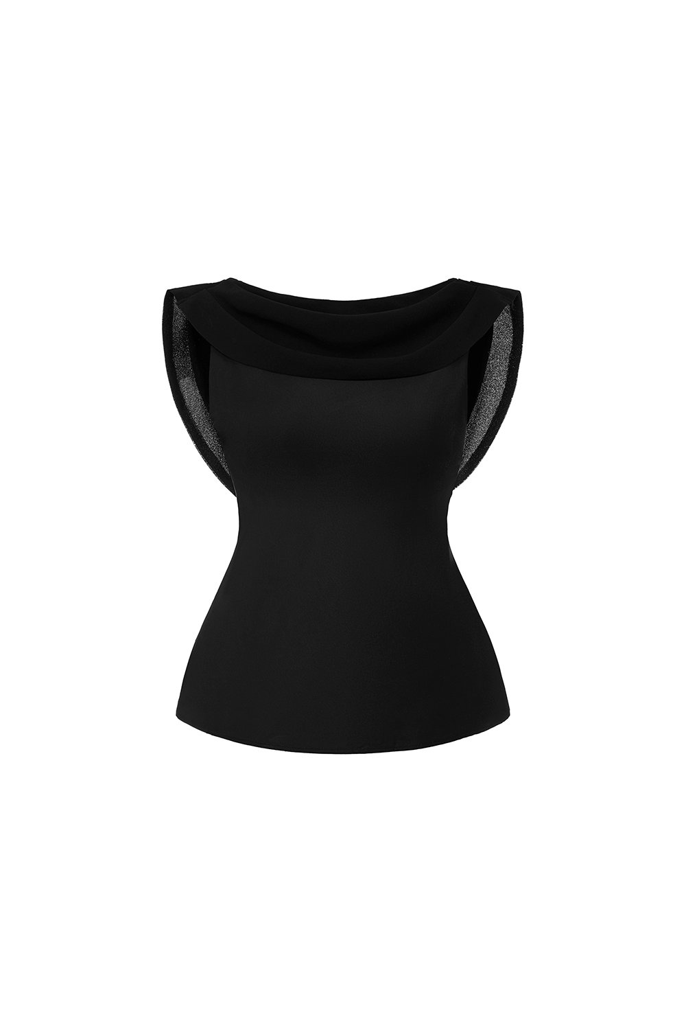 Julia Cowl Drape Satin Top in Classic Black