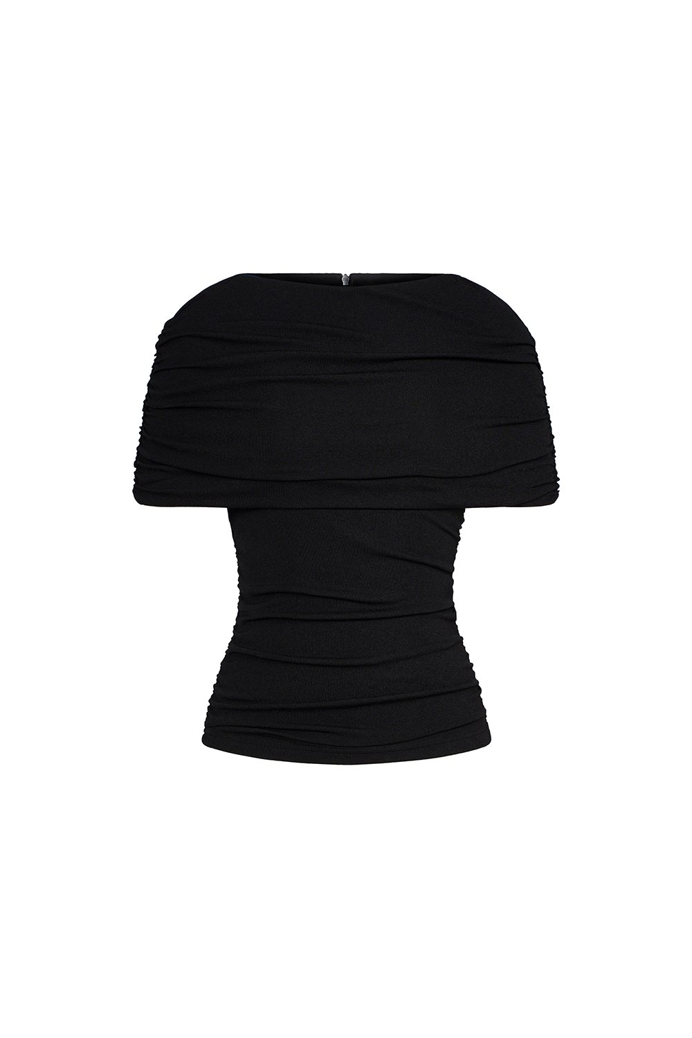 Monica Ruched Cape Jersey Top in Classic Black