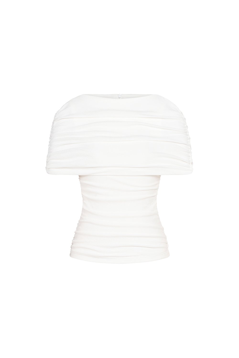 Monica Ruched Cape Jersey Top in Iconic White