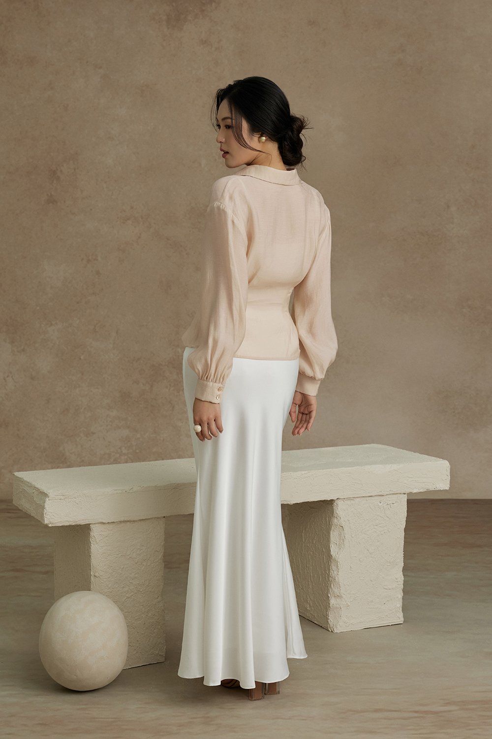 Philippa Front Wrap Shirt with Inner Camisole in Champagne