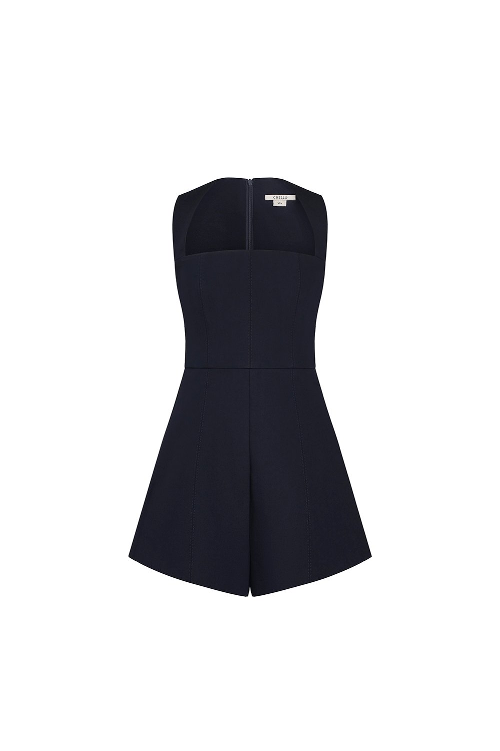 Sherlynne Padded Queen Anne Romper in Midnight Blue