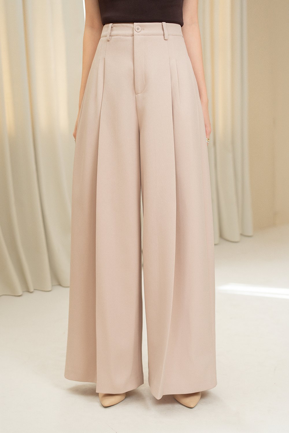 Winona Wide Leg Tailored Pants in Beige Pink