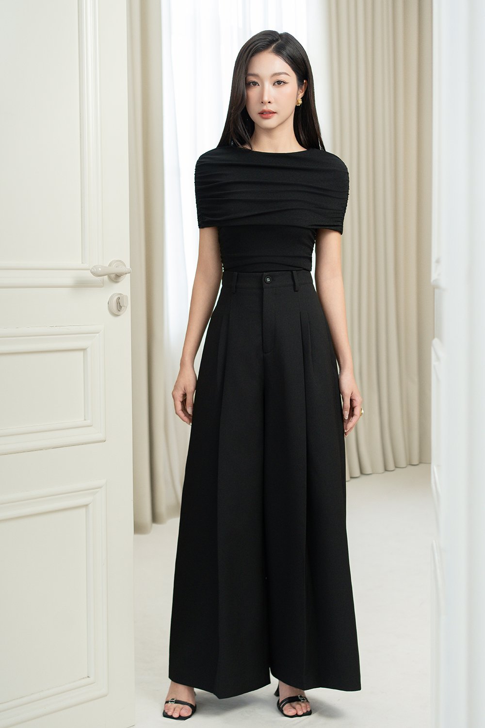 Winona Wide Leg Tailored Pants in Classic Black