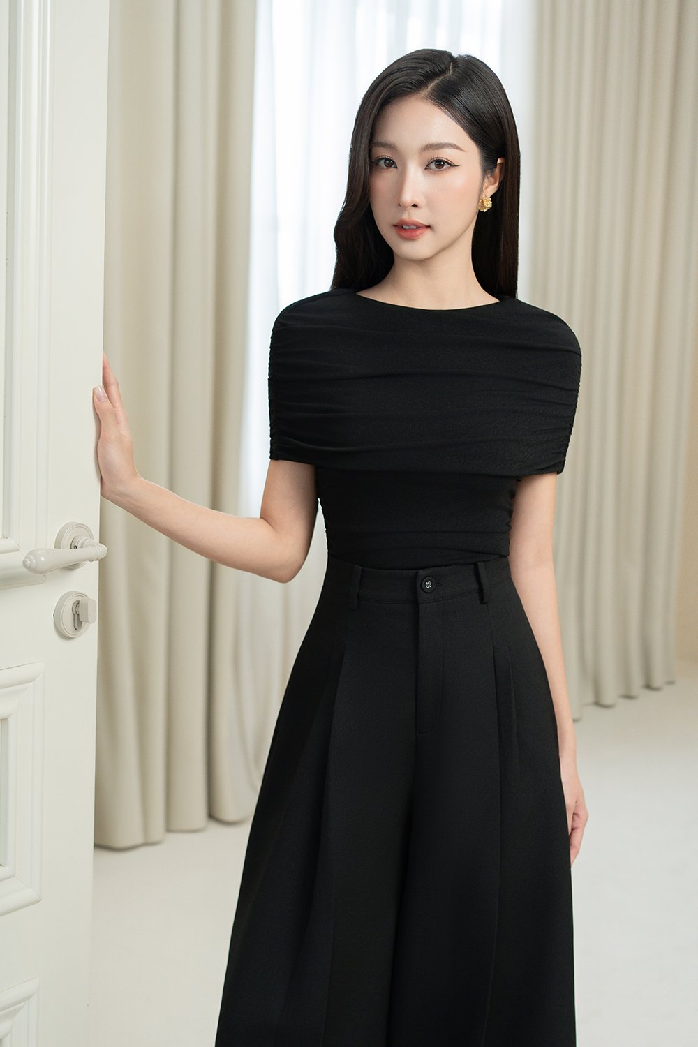 Winona Wide Leg Tailored Pants in Classic Black