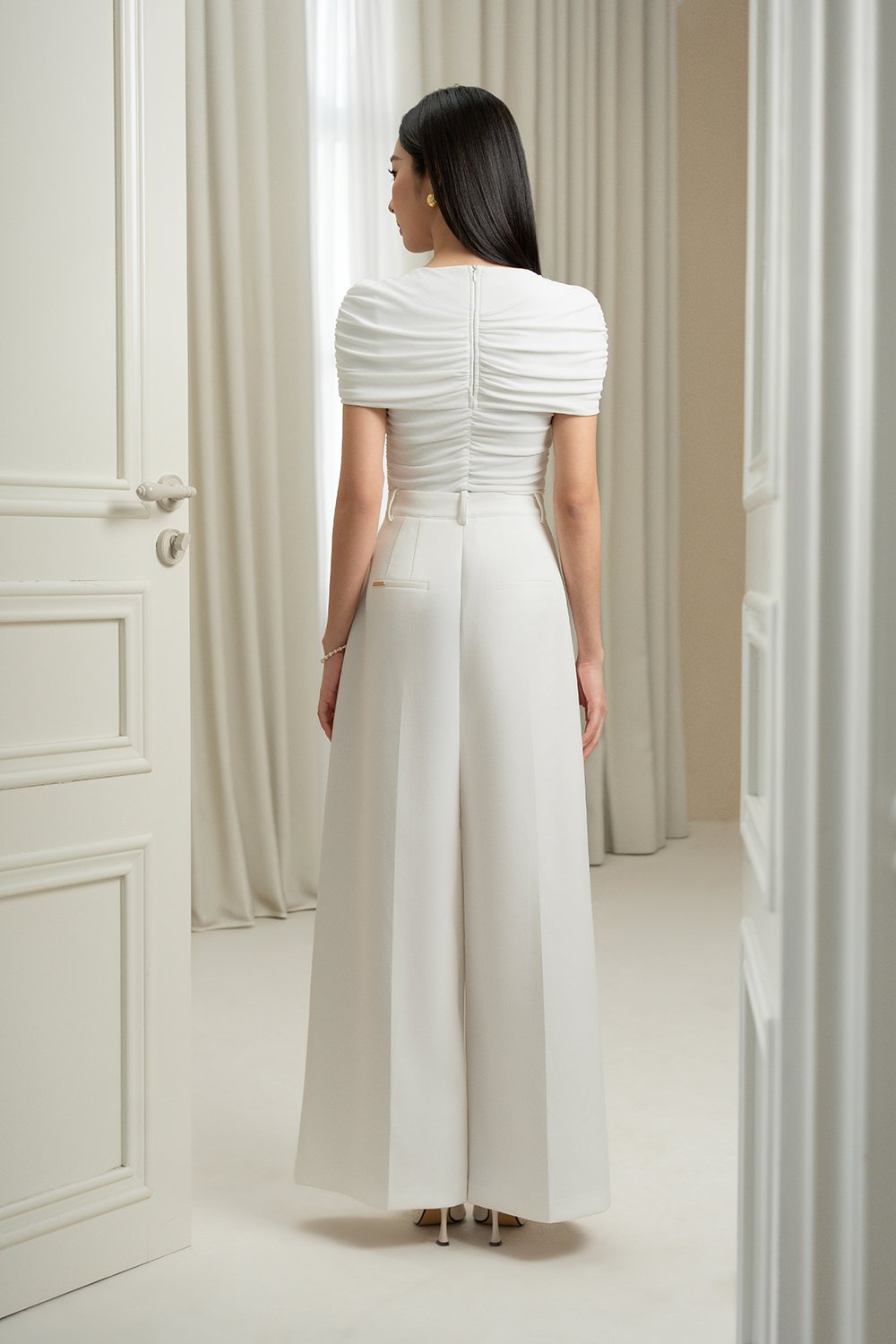 Winona Wide Leg Tailored Pants in Iconic White