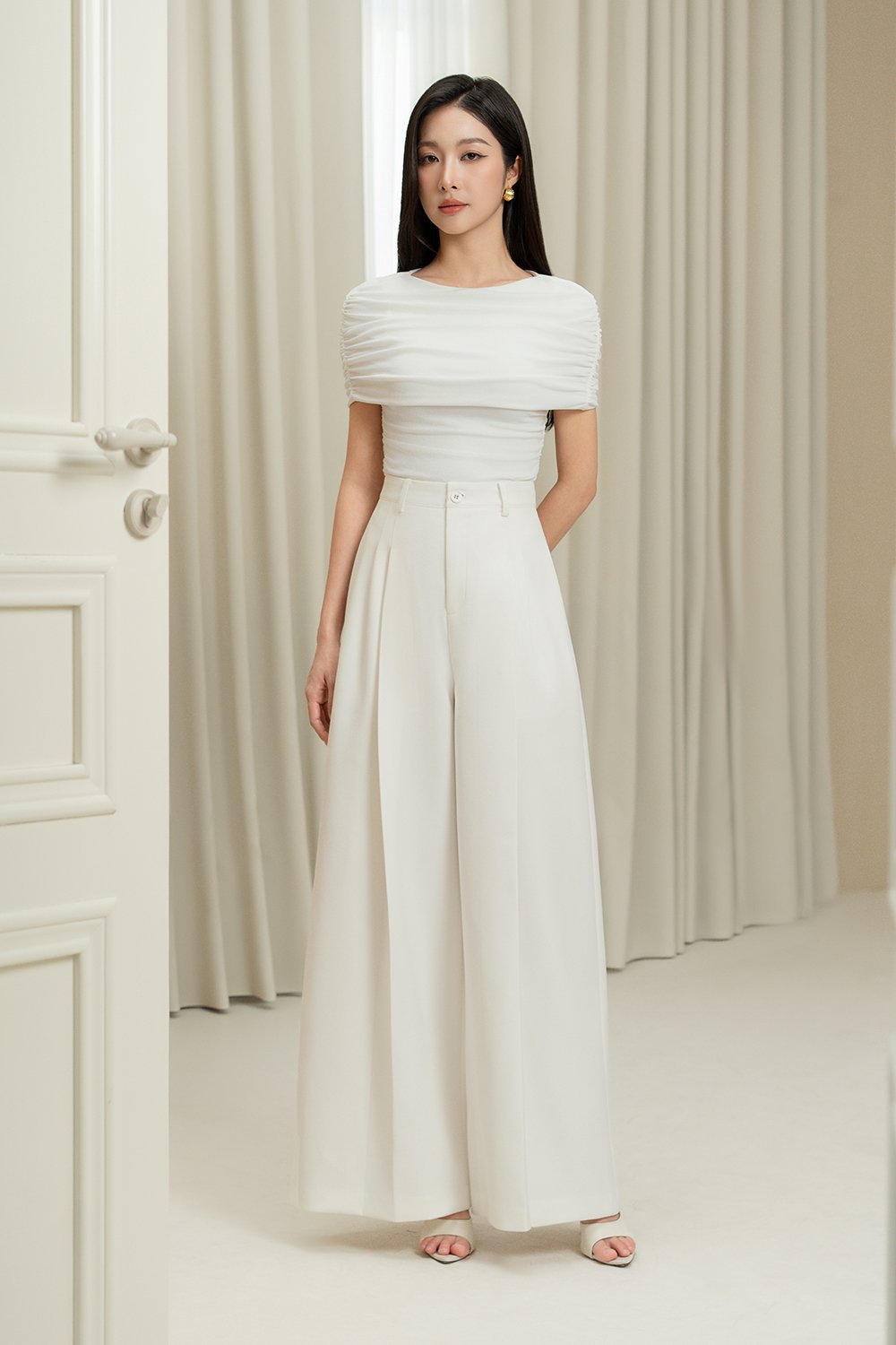 Winona Wide Leg Tailored Pants in Iconic White