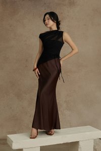 Aria Asymmetrical Pleated Top with Padded Tube in Classic Black
