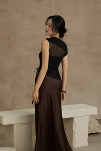 Aria Asymmetrical Pleated Top with Padded Tube in Classic Black