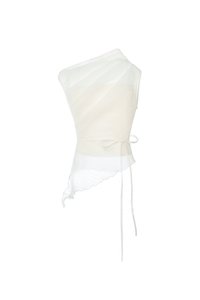 Aria Asymmetrical Pleated Top with Padded Tube in Iconic White