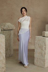Aria Asymmetrical Pleated Top with Padded Tube in Iconic White