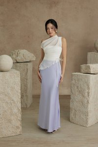 Aria Asymmetrical Pleated Top with Padded Tube in Iconic White