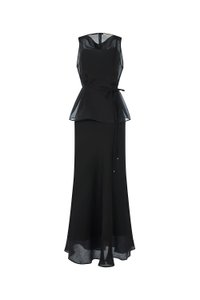 Athena Organza Overlay Camisole Maxi Dress in Classic Black